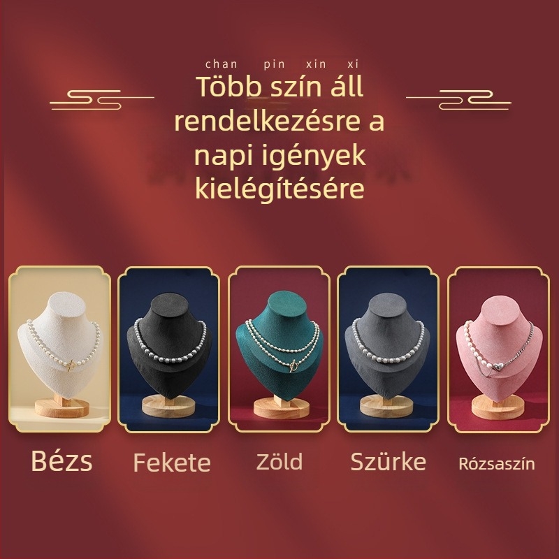 Egyrészes nyaklánc-kiállító állvány bársonyos medál tartóval, ékszer-kiegészítőkkel, ajándékdobozzal, nőies stílusú medál
