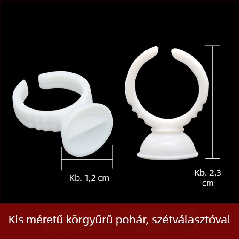 Fehér kemény műanyag gyűrűs pohár szempilla-hosszabbításhoz, nagy méret, elválasztott mintával, pigment pohár fél-permanens sminkhez