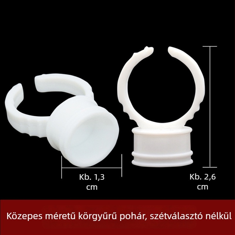 Fehér kemény műanyag gyűrűs pohár szempilla-hosszabbításhoz, nagy méret, elválasztott mintával, pigment pohár fél-permanens sminkhez