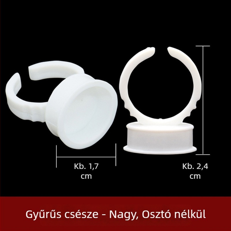 Fehér kemény műanyag gyűrűs pohár szempilla-hosszabbításhoz, nagy méret, elválasztott mintával, pigment pohár fél-permanens sminkhez