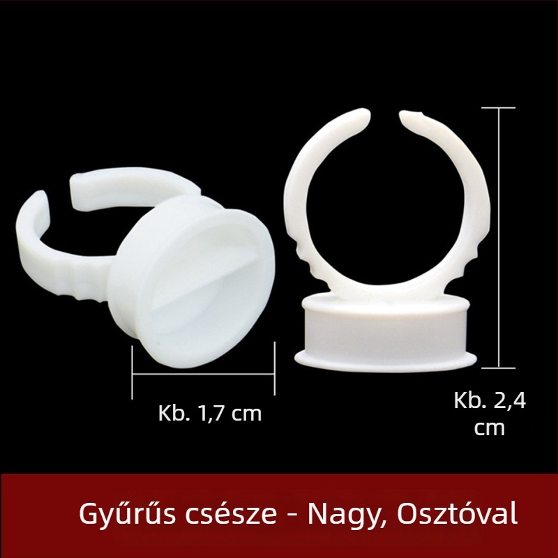Fehér kemény műanyag gyűrűs pohár szempilla-hosszabbításhoz, nagy méret, elválasztott mintával, pigment pohár fél-permanens sminkhez