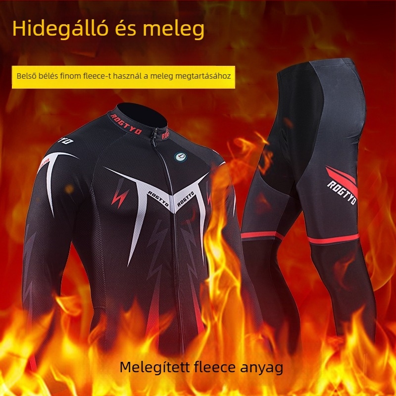 Hosszú ujjú kerékpáros ruha szett - ősz/tél, uniszex, fleece anyag, meleg, kerékpározáshoz