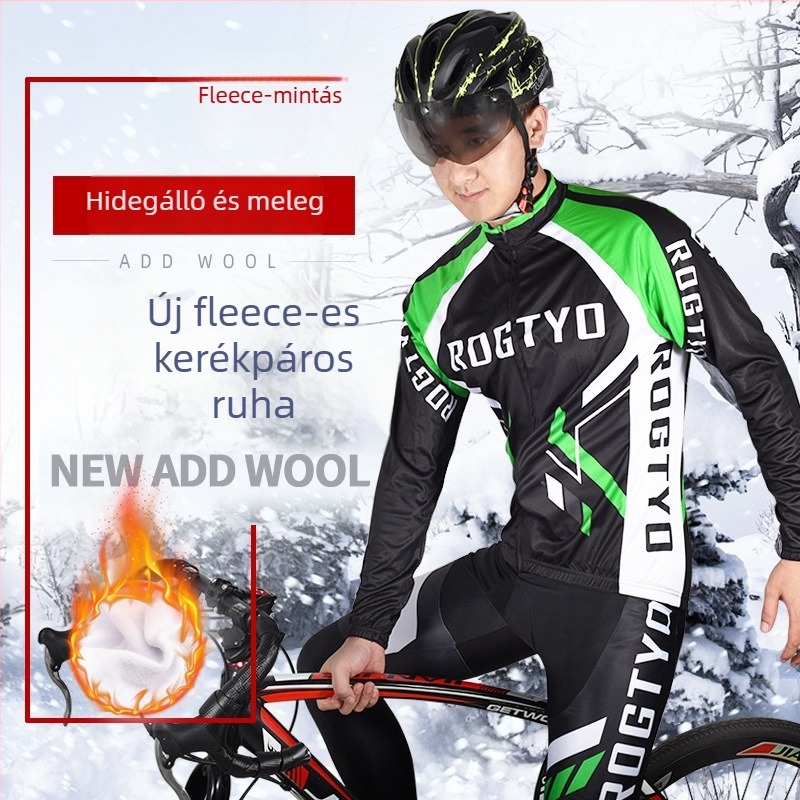 Hosszú ujjú kerékpáros ruha szett - ősz/tél, uniszex, fleece anyag, meleg, kerékpározáshoz