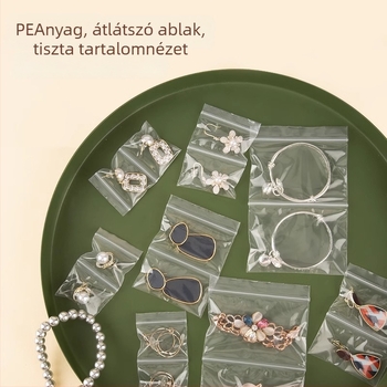 Kétszintes átlátszó cipzáras tasak ékszerek csomagolásához, ABS+PE anyag, belső csomagolás, nyomtatott