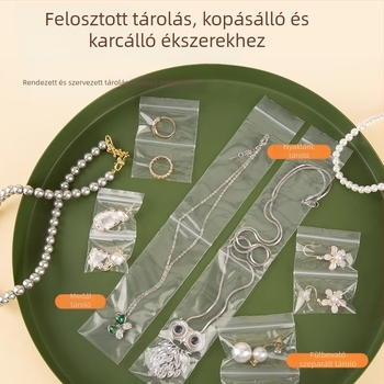 Kétszintes átlátszó cipzáras tasak ékszerek csomagolásához, ABS+PE anyag, belső csomagolás, nyomtatott