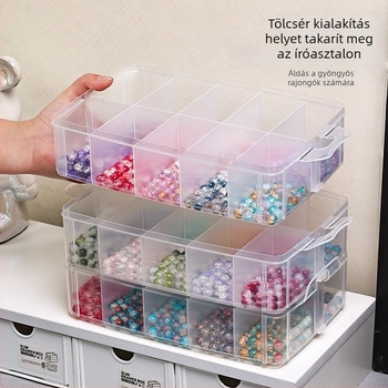 Műanyagból készült ékszerdoboz, porvédett, többfunkciós, 3 rétegű