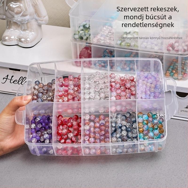 Műanyagból készült ékszerdoboz, porvédett, többfunkciós, 3 rétegű