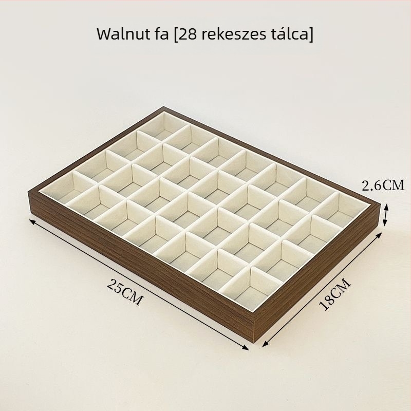 Ochira ékszeres doboz velúr kijelző tálcával és beépített diófa tárolóval