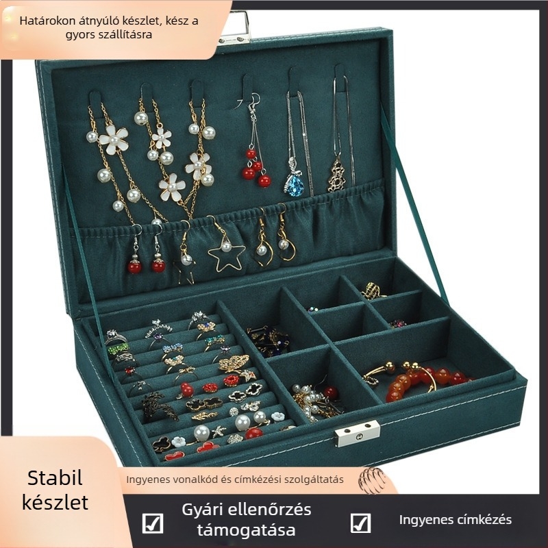 Suede ékszertartó doboz zárható — európai stílusú fa doboz, modell 706 (Anyag: suede; Keménység: kemény; Mintázat: egyszínű; Súly: 0.9)
