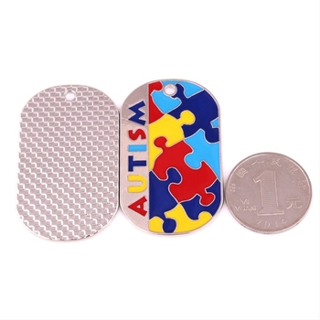 Puzzle azonosító nyaklánc, ötvözetből, golyóhuzalos lánccal, geometriai medál, uniszex, testre szabható