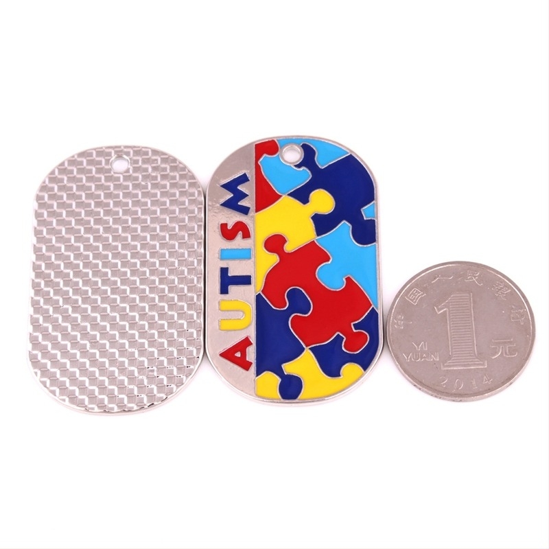 Puzzle azonosító nyaklánc, ötvözetből, golyóhuzalos lánccal, geometriai medál, uniszex, testre szabható
