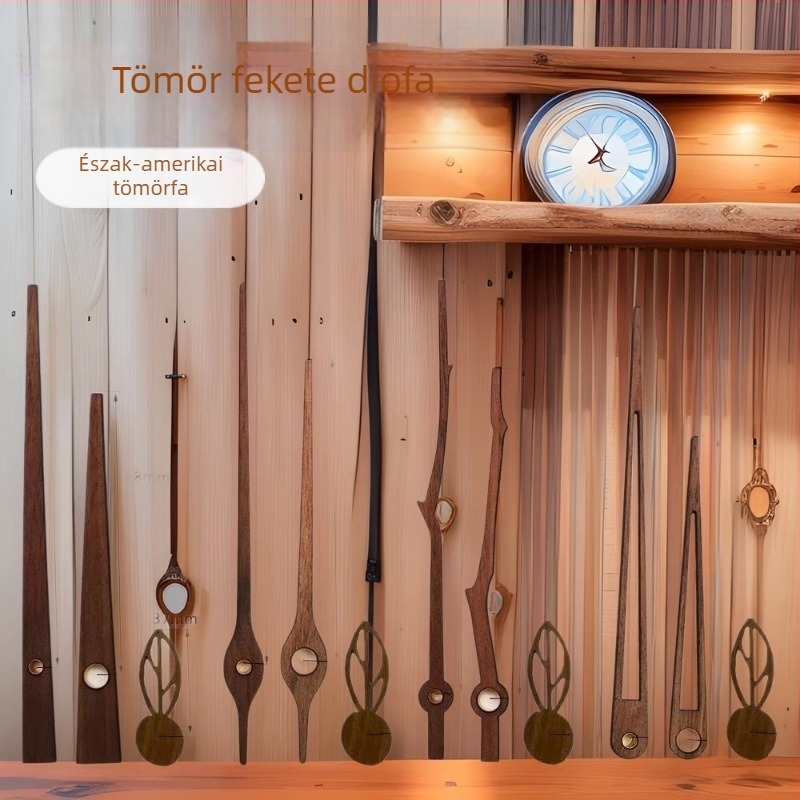 Extra‑hosszú járású, csendes DIY falióra, minimalist design, fekete diófa mutatói az óra, a perc és a másodperc számára