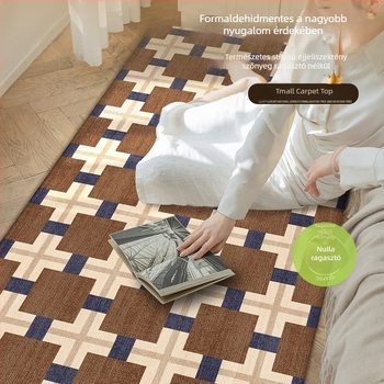 Retro ágy melletti szőnyeg, hosszú téglalap alakú padlószőnyeg hálószobába, geometriai mintázat, modern minimalist stílus