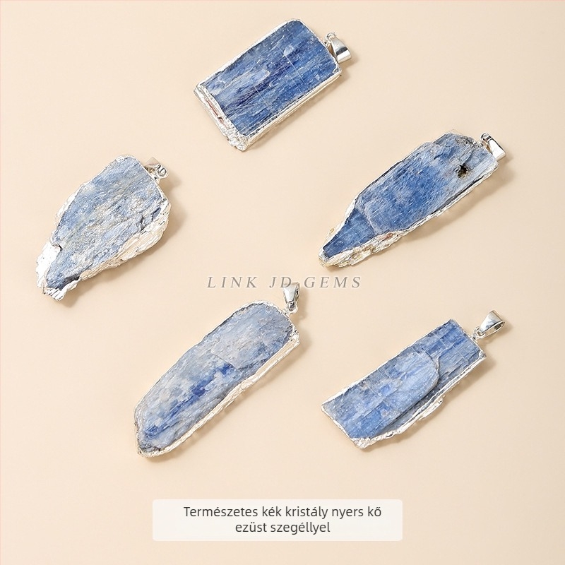 Jingde Jewelry Természetes kianit kék nyers kő aranyozott medál, szabálytalan kristályos nyaklánc, DIY ékszer kiegészítő