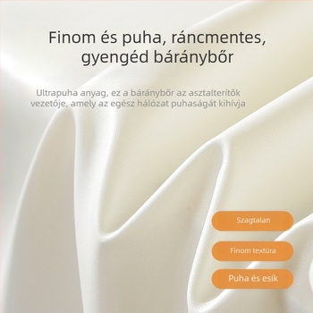 Fehér PVC asztalterítő, téglalap alakú, vízálló és olajálló, mosás nélküli, bohémi stílusú, egyszínű.