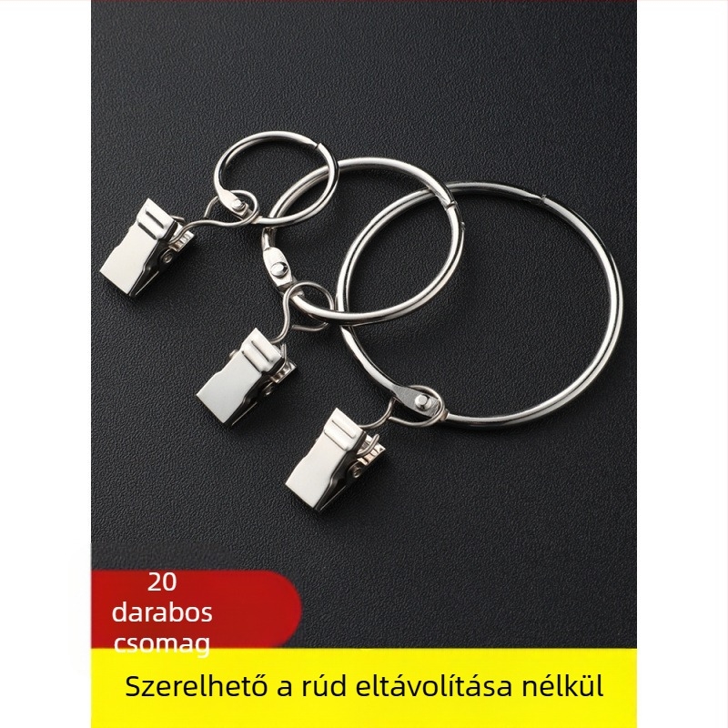 Függönygyűrűk klipszekkel – vasból, modern minimál stílus, a függöny felakasztásához