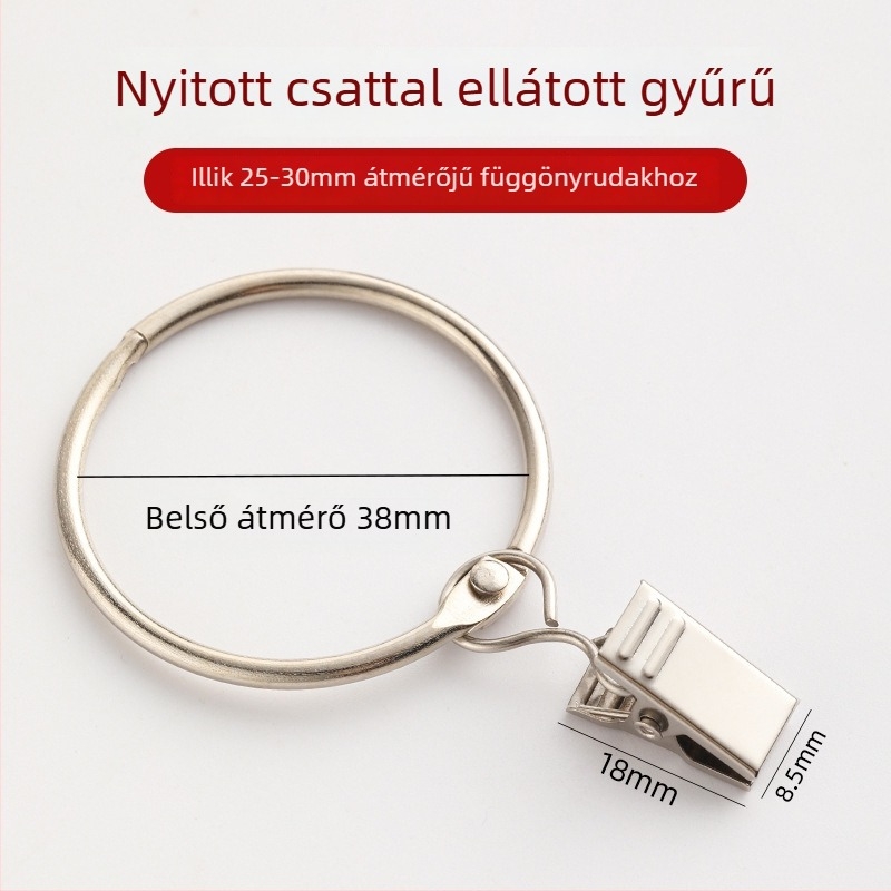 Függönygyűrűk klipszekkel – vasból, modern minimál stílus, a függöny felakasztásához