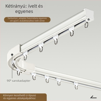 Alumínium ötvözetből készült dupla sínes függönyrúd, csendes futás, felső szerelés
