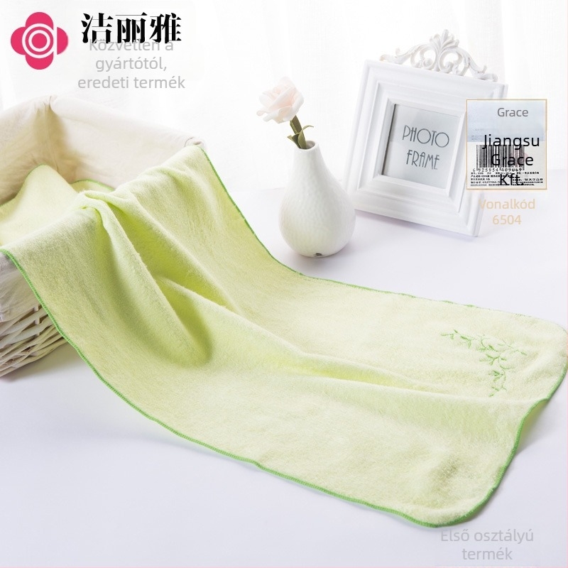 Bambusz rostból készült arctörölköző hímzéssel, Jacquard szövés, 16s fonal, 80–100 g