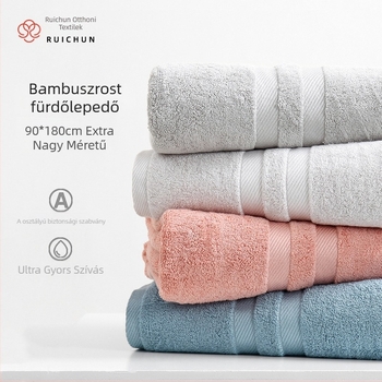 Bambusz rostból készült fürdőlepedő – anya- és csecsemő osztályú, 32 szál, sík szövés, 500 g+ súly, testreszabható