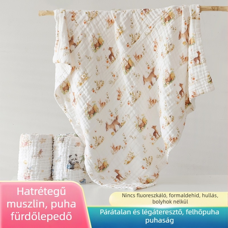 Csecsemőknek készült fürdőtörölköző, 100% pamutból, digitális nyomtatás, 300-400 g, babáknak