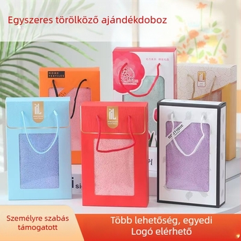 Korallfleece törölköző ajándékdoboza – 70 g, sík szövés, testreszabható, logó nyomtatás elérhető