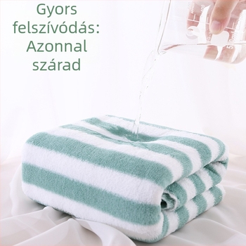 Széles csíkos korall fleece törölközők ajándékkészlet – fürdő- és arctörölköző, anya és gyerek részére