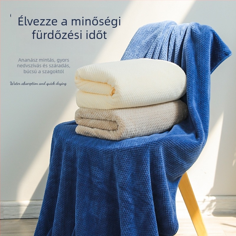 Korall-flízes törölköző, extrahosszú, vastag, ananász mintával, nagyon nedvszívó, otthoni használatra, felnőtteknek