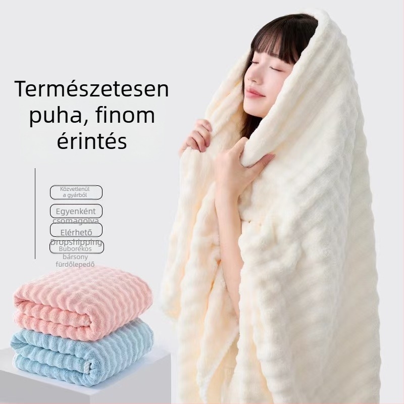 7A antibakteriális korallfleece törölköző buborékos velúrral, vastag, nedvszívó, puha, otthoni használatra, felnőtteknek, nem hullik