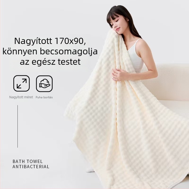 7A antibakteriális korallfleece törölköző buborékos velúrral, vastag, nedvszívó, puha, otthoni használatra, felnőtteknek, nem hullik