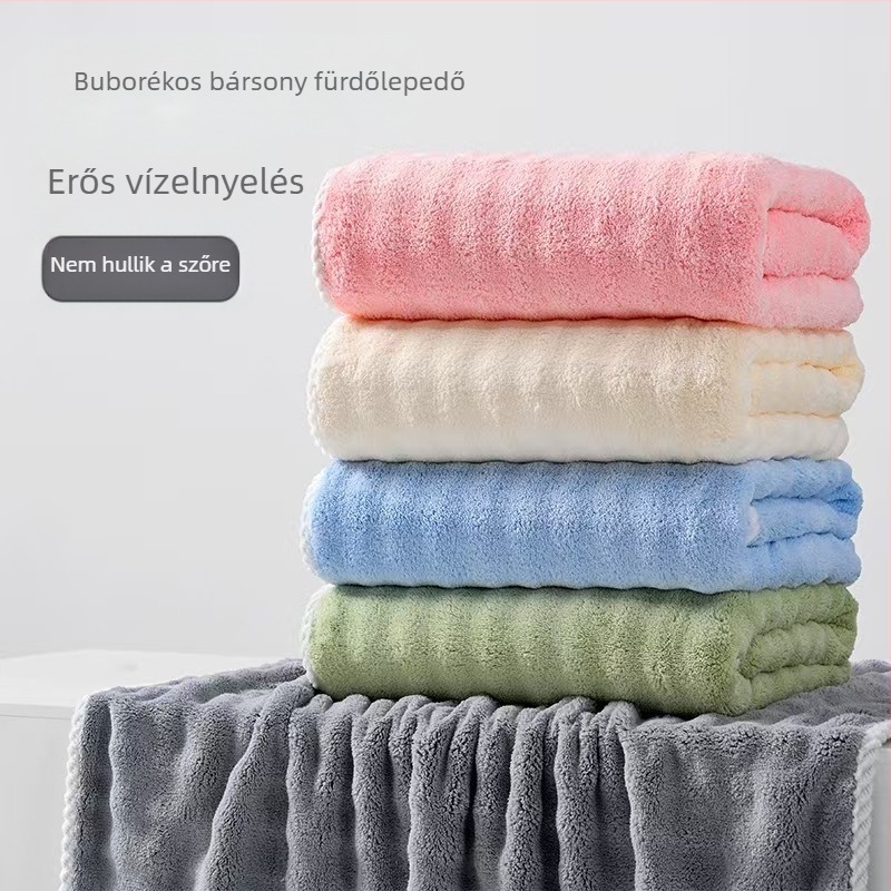 7A antibakteriális korallfleece törölköző buborékos velúrral, vastag, nedvszívó, puha, otthoni használatra, felnőtteknek, nem hullik