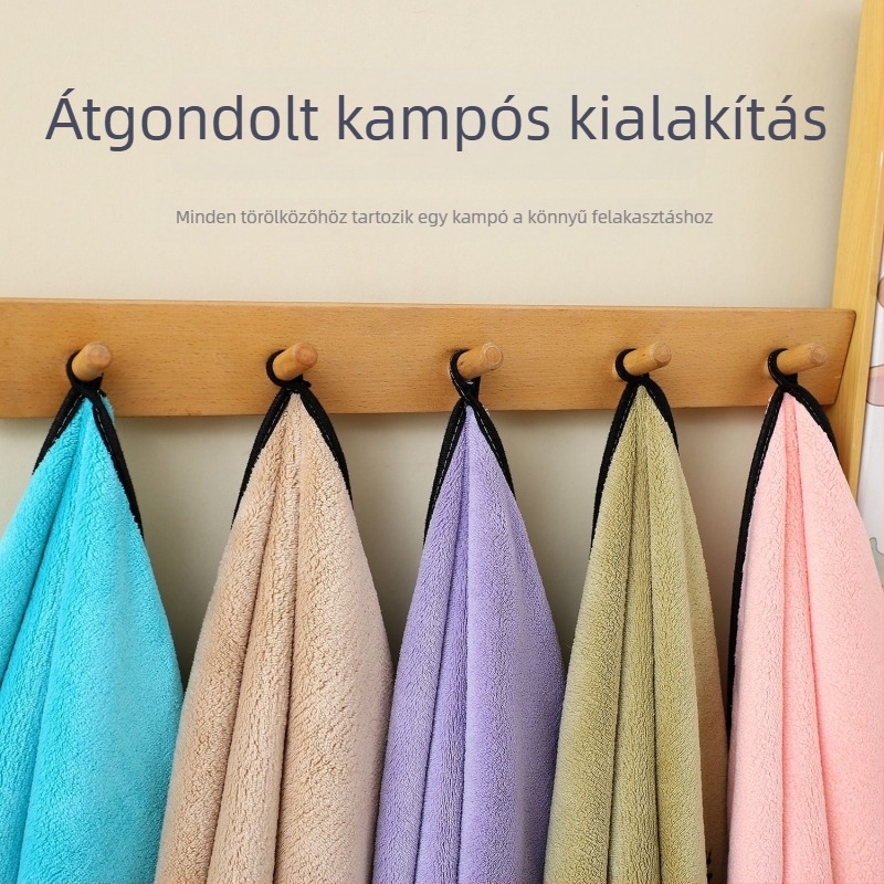 Macskás hímzésű korall velúr anyagú hajszárítótörölköző, vastag, kiváló nedvszívó és gyorsan száradó, otthoni használatra, arc- és hajtörölköző.
