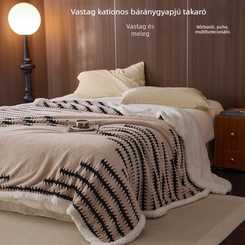 Muji japán stílusú téli vastag, kétszintes kationos báránygyapjú fleece takaró irodába és kanapéra