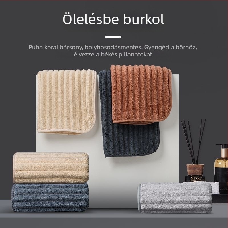 Férfi törölközők korall fleece anyagból, puha és vastag, bolyhosodásmentes, otthoni használatra, sötét színek