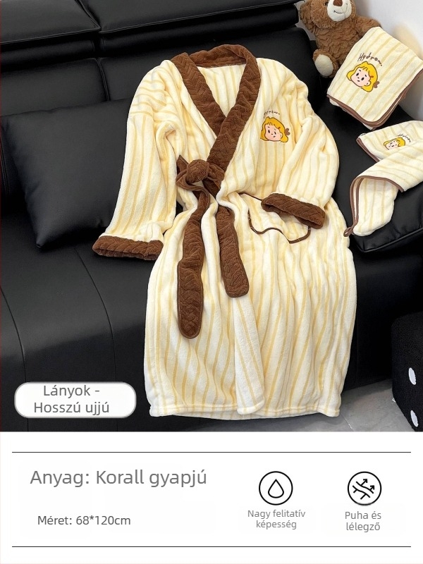 Viselhető fürdőlepedő-köntös, korall fleece, 500 g+ tömeg, nedvszívó, kollégiumi használatra