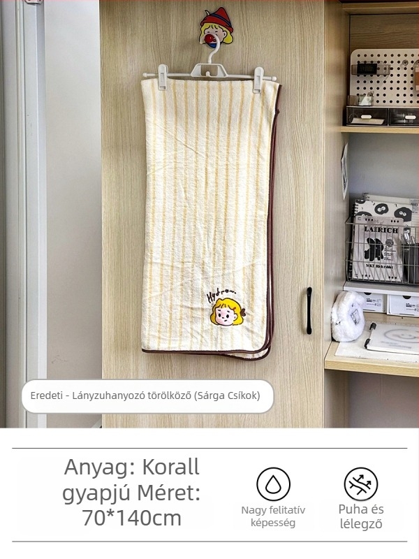 Viselhető fürdőlepedő-köntös, korall fleece, 500 g+ tömeg, nedvszívó, kollégiumi használatra