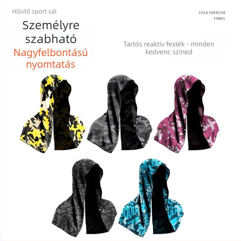 Mikro-szálas sporttörölköző kapucnis kendő formájú hűtő hatású, izzadságfelszívó, gyorsan száradó, logó nyomtatás, testreszabható