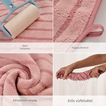 Arc-törölköző korall fleece-ből, csíkos él, 32s fonal, sima szövés, 50–80 g