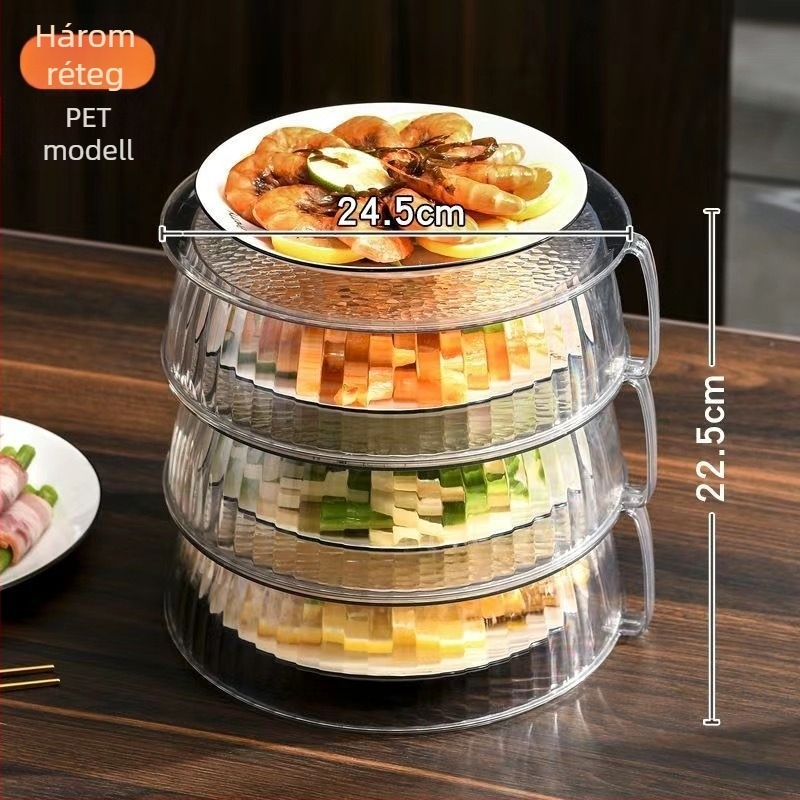 PET alapú, többrendszerű konyhai tárolófedél – szigetelt és porvédő, zöldségek és maradékok számára