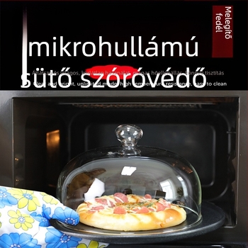 Mikrohullámú sütő fedél élelmiszerekhez, hőálló üveg, többfunkciós, izoláció és porvédett (hőálló üveg; többfunkciós; izoláció; porvédelmi; rajzok szerint testre szabható)