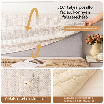 Vastag plüss bevonatú prémium fejvédő huzat fához illő ágyfejvéghez, puha párnázott hátsó résszel és teljes porvédelmi védelemmel.