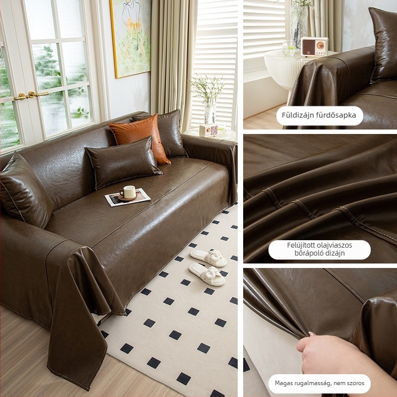 Bőr kanapévédő, egy darabos kialakítás, univerzális illeszkedés, egyszerű modern stílus, csipke mintázat