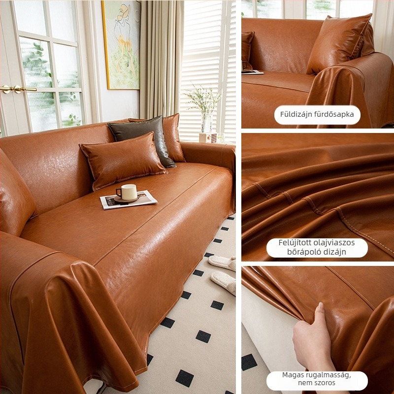 Bőr kanapévédő, egy darabos kialakítás, univerzális illeszkedés, egyszerű modern stílus, csipke mintázat