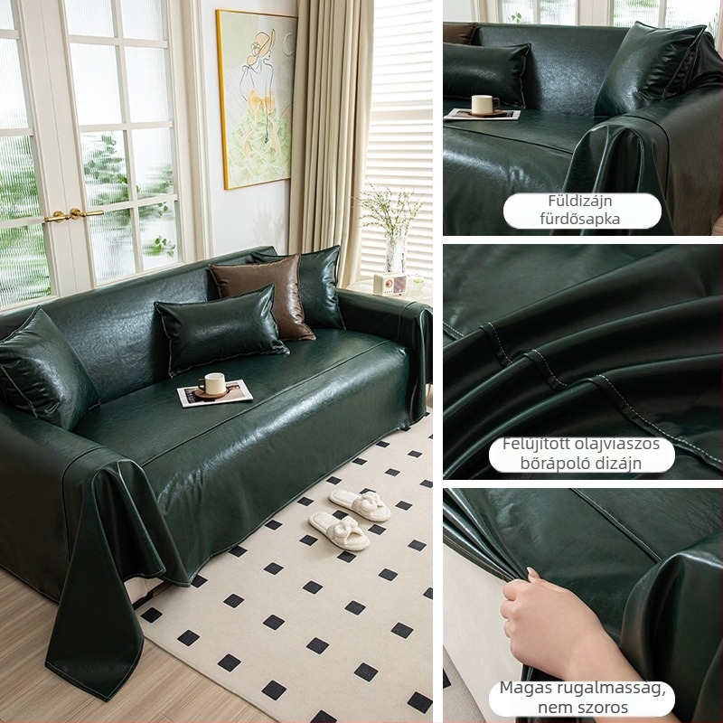 Bőr kanapévédő, egy darabos kialakítás, univerzális illeszkedés, egyszerű modern stílus, csipke mintázat