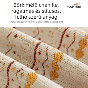 Chenille kanapétakaró hópelyhek és virágmotívumokkal, karácsonyi stílusban, moduláris kanapéhoz