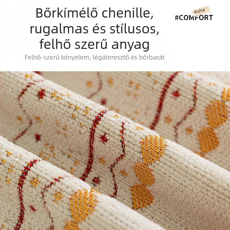 Chenille kanapétakaró hópelyhek és virágmotívumokkal, karácsonyi stílusban, moduláris kanapéhoz