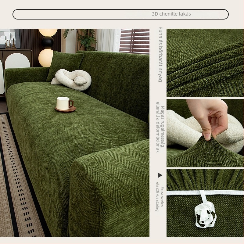 Chenille kanapéhuzat, modern stílus, általános célú, csíkos vagy egyszínű mintával