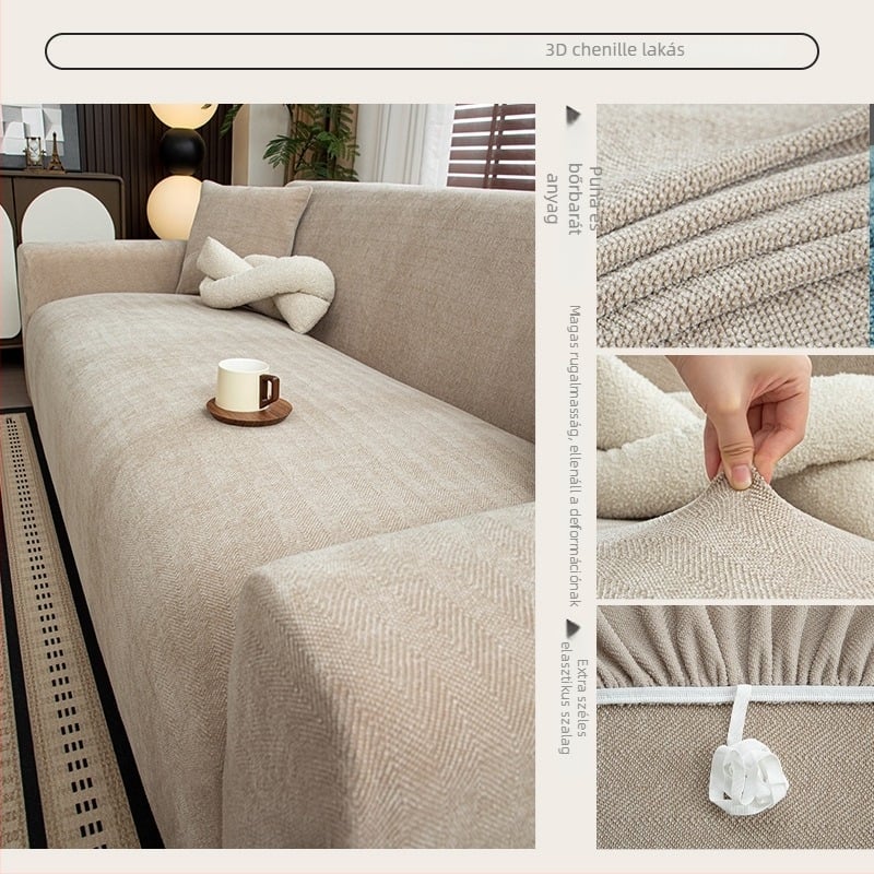 Chenille kanapéhuzat, modern stílus, általános célú, csíkos vagy egyszínű mintával