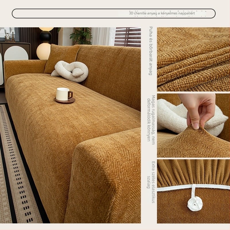 Chenille kanapéhuzat, modern stílus, általános célú, csíkos vagy egyszínű mintával