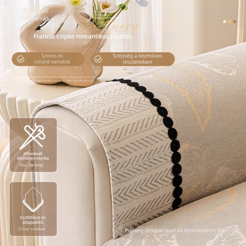 Chenille kanapé párna, univerzális négyévszakos, csúszásmentes, virágos mintázat